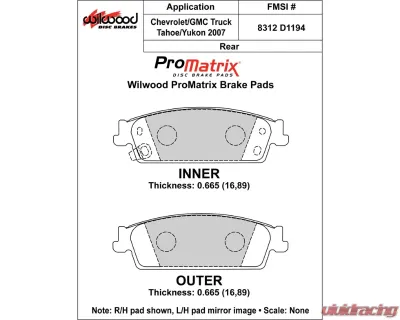 Wilwood Pad Set Promatrix D1194 - 150-D1194K