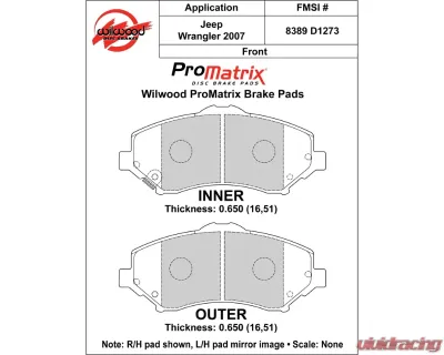Wilwood Pad Set Promatrix D1273 - 150-D1273K