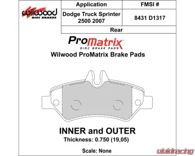 Wilwood Pad Set Promatrix D1317 - 150-D1317K