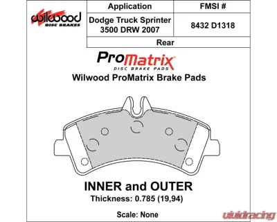 Wilwood Pad Set Promatrix D1318 - 150-D1318K