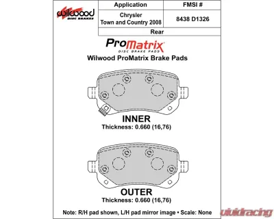 Wilwood Pad Set Promatrix D1326 - 150-D1326K