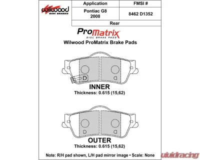 Wilwood Pad Set Promatrix D1352 - 150-D1352K