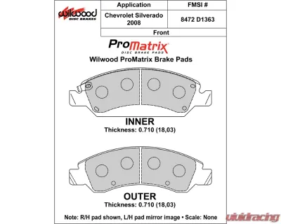 Wilwood Pad Set Promatrix D1363 - 150-D1363K