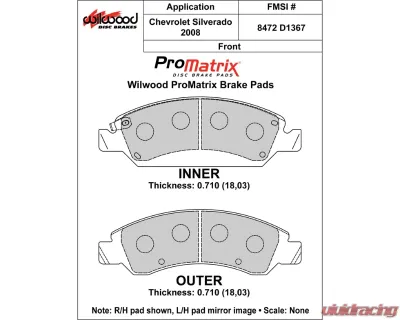 Wilwood Pad Set Promatrix D1367 - 150-D1367K