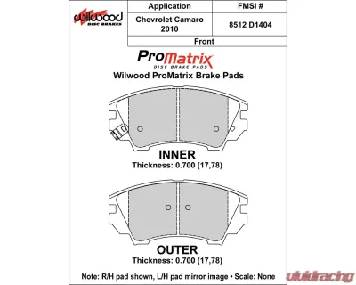 Wilwood Pad Set Promatrix D1404 - 150-D1404K