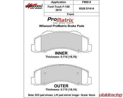 Wilwood Pad Set Promatrix D1414 - 150-D1414K