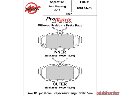 Wilwood Pad Set Promatrix D1465 - 150-D1465K