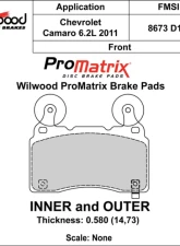 Wilwood Pad Set Promatrix D1474                                     - 150-D1474K - Image 2