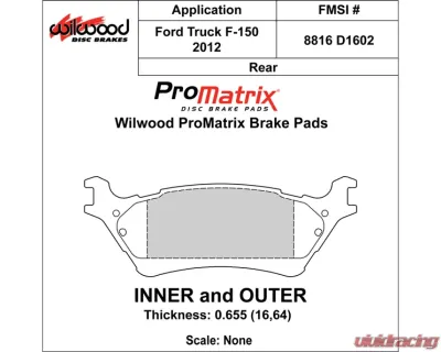 Wilwood Pad Set Promatrix D1602 - 150-D1602K