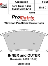 Wilwood Pad Set Promatrix D1631A                                     - 150-D1631AK - Image 2