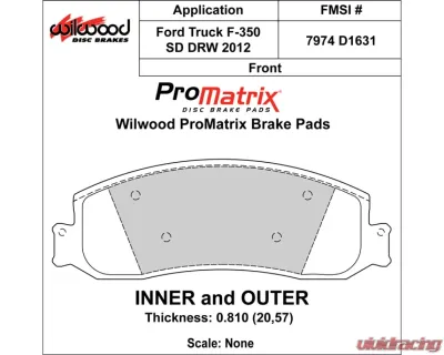 Wilwood Pad Set Promatrix D1631 - 150-D1631K