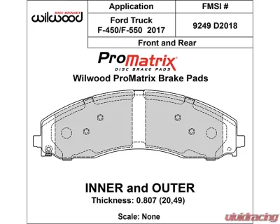 Wilwood Pad Set Promatrix D2018 - 150-D2018K