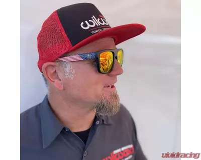 Wilwood Mesh Cap Adjustable Flat Bill Black Red - 450-10552