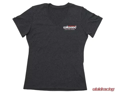 Wilwood T-Shirt Dark Grey Ladies V-Neck - 450-16123-LG