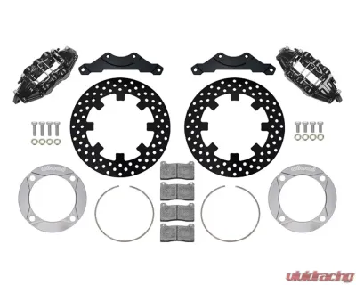 Wilwood UTV6 Rear Brake Kit Black Calipers 11.25-inch Rotors Drilled Rotors Polaris RZR-XP1000 2014-2023 - 140-16633-D