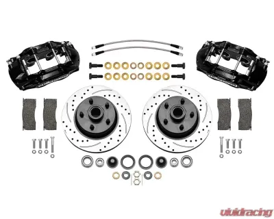 Wilwood D11 Front Kit 11.30" 1 PC Rotor&Hub Drilled Disc Spindle w/ Lines Ford Mustang 1965-1967 - 140-16801-D
