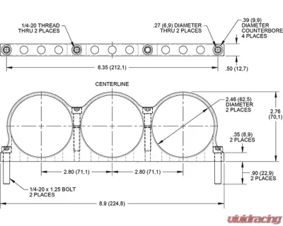 Wilwood Triple M/C Reservoir Mounting Bracket Billet - 250-16873