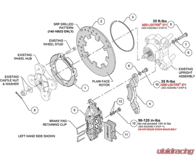 Wilwood UTV6 Rear Brake Kit Black Calipers 11.25-inch Rotors Drilled Rotors Polaris RZR-XP1000 2014-2023 - 140-16633-D