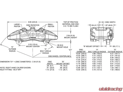 Wilwood 1.62 | 1.12 | 1.12" Pistons 0.81" Disc Caliper Forged DP6A 5.25" mt. Ano-L | H - 120-13435