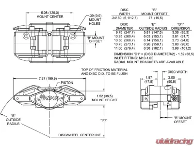 Wilwood 1.75" Pistons .25" -.50" Disc Caliper PL2R-L | H Ano - 120-13864