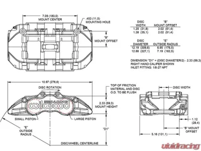 Wilwood 1.88 | 1.75" Pistons 1.38" Disc Caliper GN4R-ST-R | H Ano 120-16529 - 120-16529