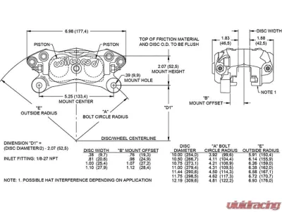 Wilwood 1.75" Pistons .50" Disc Caliper FDLI Black - 120-16744-BK
