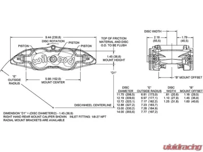 Wilwood 1.62 | 1.12 | 1.12" Pistons 1.10" Disc Caliper Forged Narrow Superlite 6R ST-RH Ano - 120-16845