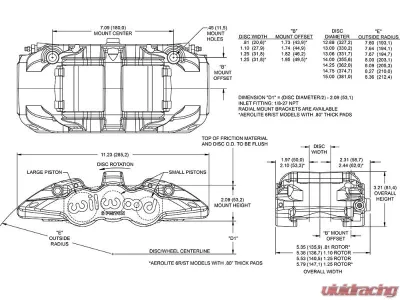 Wilwood 1.62 | 1.12 | 1.12" Pistons .81" Disc Caliper Aero6-L | H Ano .80 Thk Pad - 120-16891