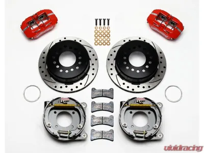 Wilwood Forged Dynapro Low-Profile Rear Parking Brake Kit - Drilled and Slotted Rotor - Red - 140-14400-DR