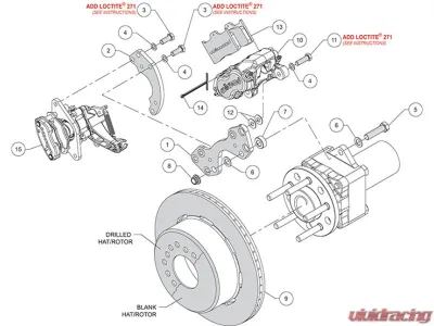 Wilwood Currie Pro-Tour Unit Bearing Floater Blank Forged Dynalite Pro-Series Rear Kit With MC4 P-Brake - 140-16317