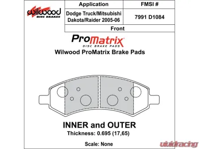Wilwood BP-10 D1084 Pad Set - 150-10-D1084K