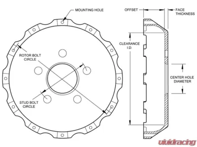 Wilwood Big Brake Hat - Flared Bell - Dodge Magnum/Challenger 2006-2012 - 170-11766