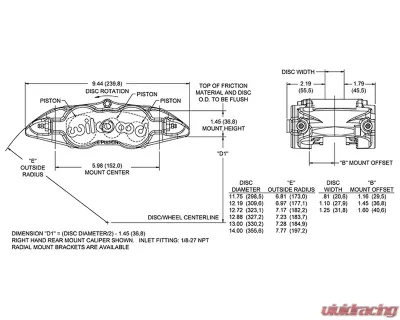 Wilwood Right Hand Anodized Forged Narrow Superlite 6 Radial Mount Caliper - 120-17507