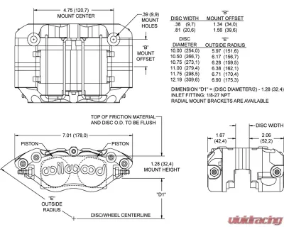 Wilwood Universal Black Narrow Dynapro Radial Mount Caliper - 120-17565-BK