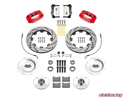 Wilwood 11.38" Drilled & Slotted Rotors Red Caliper Powerlite Front Brake Kit Porsche 914 1973-1976 - 140-17474-DR