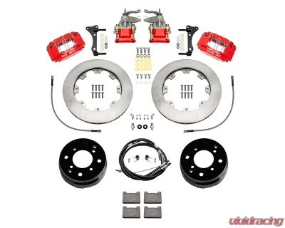 Wilwood 11.38" Slotted Rotors Red Caliper Powerlite-MC4 Rear Parking Brake Kit Porsche 914 1970-1976 - 140-17475-R