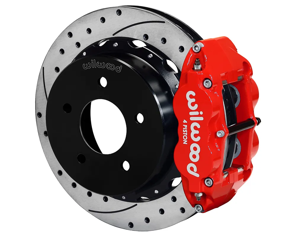 Wilwood Red Drilled & Slotted 12.88" Forged Narrow Superlite 4R Big Brake Rear Parking Brake Kit Chevrolet | GMC C1500 1988-1998 - 140-17542-DR