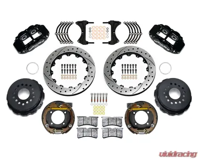 Wilwood 14" Drilled & Slotted Rotors Black Caliper Forged Narrow Superlite 4R Rear Parking Big Brake Kit - 140-17659-D