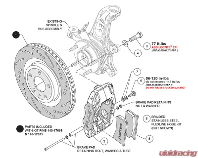 Wilwood SLC56 Front Replacement 12.8" Drilled & Slotted Rotor & Black Caliper Kit Chevrolet Corvete 2005-2013 - 140-17671-D