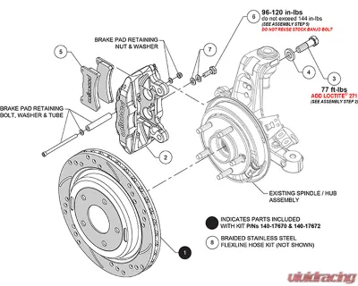 Wilwood DPC56 Rear Replacement 12.01" Drilled & Slotted Rotors & Red Caliper Chevrolet Corvete 1997-2004 - 140-17670-DR