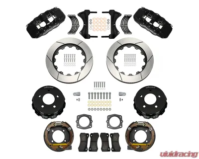 Wilwood 14" Slotted Rotors Black Calipers Aero4 Rear Parking Big Brake Kit - 140-17673