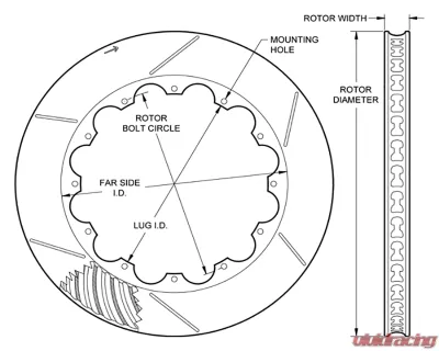 Wilwood Black Electro Coat L/H 1.10x14" Slotted GT 72 Curved Vane Spec-37 Rotor 160-8403-GTB - 160-8403-GTB