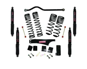 Skyjacker 3.5-4" Lift Dual Rate Long Travel Lift Kit w/ Black MAX Shocks Jeep Wrangler 4-Door 4WD 2007-2018