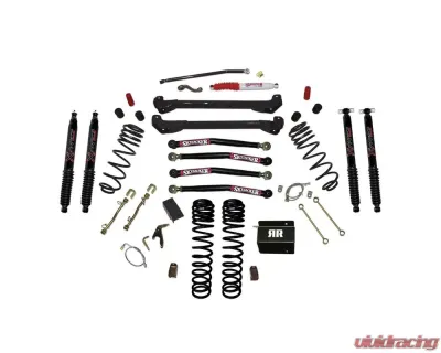 Skyjacker 4inch Dual Rate Long Travel Coils Long Arm RR1 Lift Kit with Black Max Shocks Jeep TJ 1997-2006 - TJ40RR1LTK-B