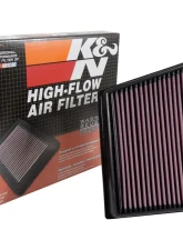 K&N Replacement Air Filter for Jaguar XE 2016-2021, F-Pace 2019-2022, XF 2019-2022, Washable Cotton Gauze Panel                                     - 33-3075 - Image 4