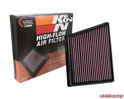 K&N Replacement Air Filter for Jaguar XE 2016-2021, F-Pace 2019-2022, XF 2019-2022, Washable Cotton Gauze Panel - 33-3075