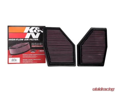 K&N Replacement Air Filter for BMW 750i 2020-2022, M550i 2020-2023, M850i 2020-2024, Washable Cotton Gauze - 33-3155
