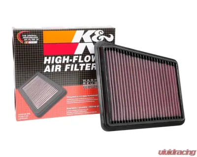 K&N Replacement Air Filter for Genesis G70 2020-2021 & Kia Stinger 2018-2023, Washable Cotton Panel - 33-5073