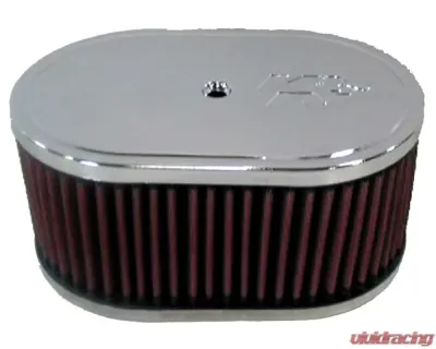 K&N Custom Racing Assembly Air Filter Kit for Single/Two Barrel Carburetors, Red Oval, Chrome Top - 56-1350
