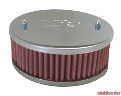 K&N Custom Racing Air Filter Assembly for Single/Two Barrel Carburetors, Red Oval, Chrome Top - 56-9093